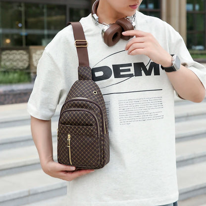 Bolso de pecho de cuero PU ligero con múltiples bolsillos para hombre, bolso cruzado informal Unisex, adecuado para desplazamientos diarios, bolso de hombro
