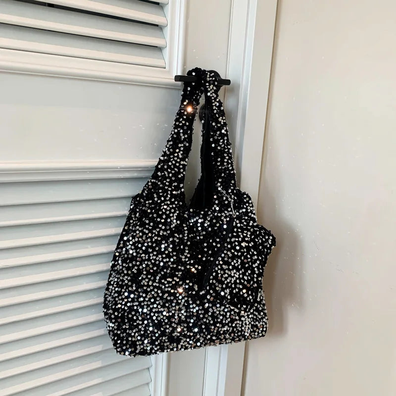 Bolso Tote para Mujer, Bolso de Hombro con Lentejuelas, Bolso Hobo Moderno, Bolso para Llevar Bajo el Brazo, para el Trabajo, Viajes y Compras