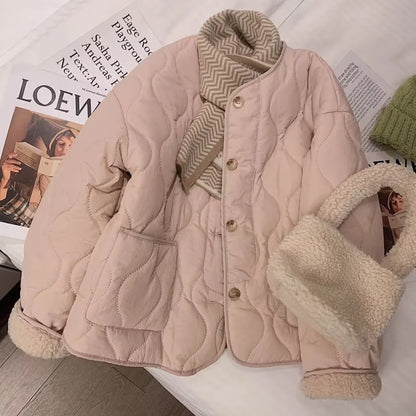 Chaqueta de algodón gruesa con forro de piel de cordero para mujer, ropa de abrigo para primavera y otoño, estilo informal, c...