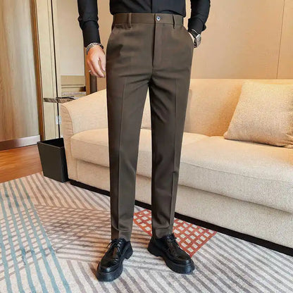Camisas de vestir de negocios para hombres, pantalones ajustados de traje Social de oficina informal, pantalones de fiesta de boda de alta calidad, ropa de otoño e invierno