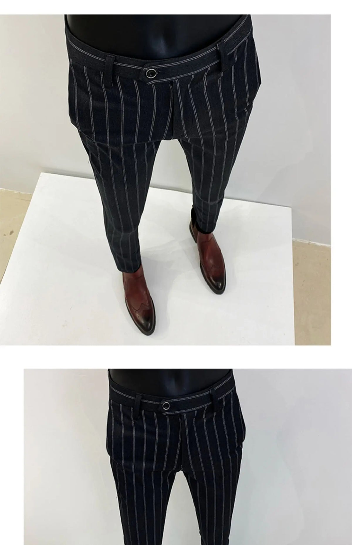 Pantalones de traje a rayas para hombre, pantalón de vestir Social para oficina de negocios, informal, ajustado, para boda, 2022