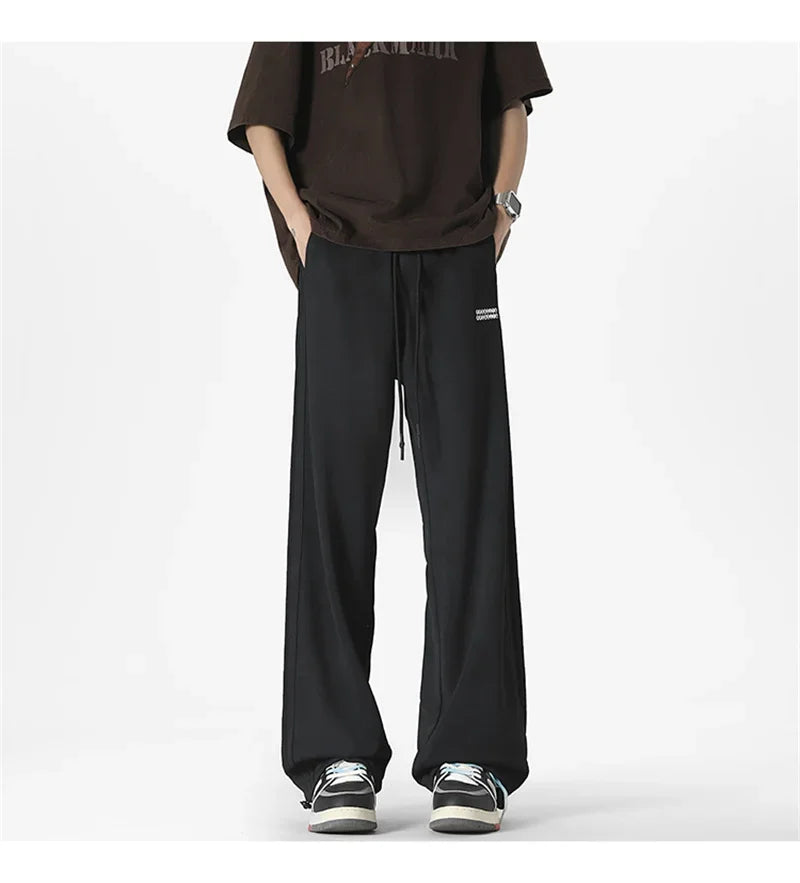 Pantalones Deportivos Grises de Pierna Recta Estilo Hip Hop 2026 para Hombre, Pantalones Holgados de Moda Coreana de Primavera, Estilo Y2K, Casuales
