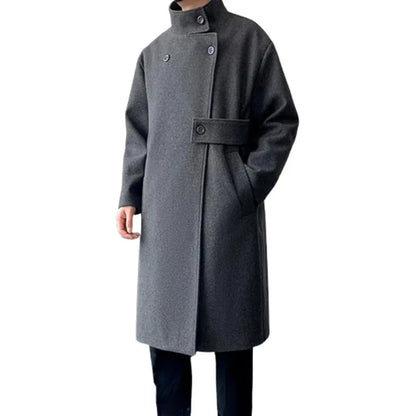Autumn Winter Fashion Woolen Coats Men Long Trench Outwear Korean Style Youthful Vitality Casual Woolen Coat Loose Windbreaker