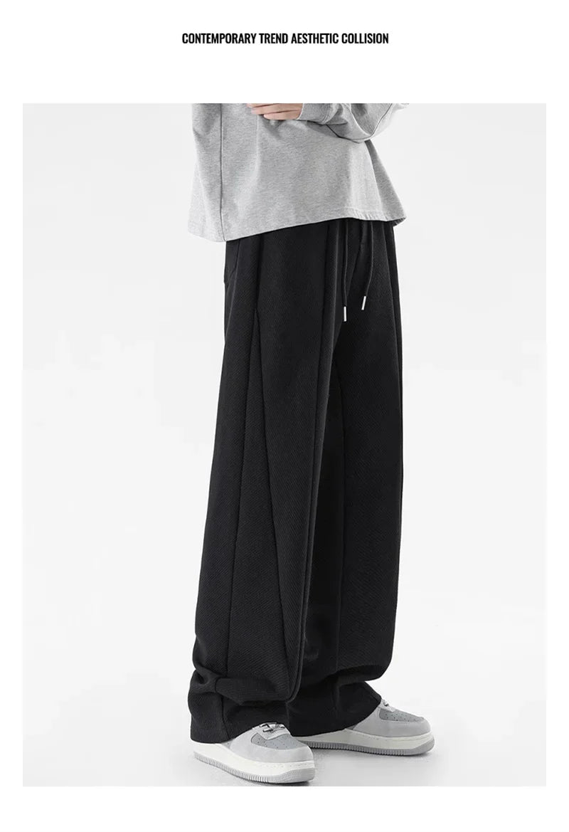 Pantalones Deportivos Grises de Pierna Recta Estilo Hip Hop 2026 para Hombre, Pantalones Holgados de Moda Coreana de Primavera, Estilo Y2K, Casuales