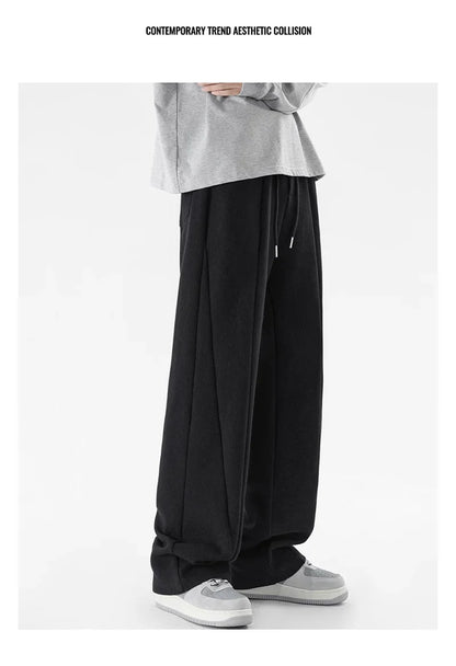 Pantalones Deportivos Grises de Pierna Recta Estilo Hip Hop 2026 para Hombre, Pantalones Holgados de Moda Coreana de Primavera, Estilo Y2K, Casuales