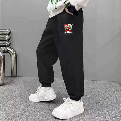 Pantalones Deportivos de Algodón para Niños, con Estampado de Letras de Nueva York Brooklyn, Puños Elásticos, Holgados, para la Escuela, Uso Diario, Color Negro y Gris
