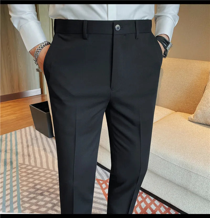 Camisas de vestir de negocios para hombres, pantalones ajustados de traje Social de oficina informal, pantalones de fiesta de boda de alta calidad, ropa de otoño e invierno