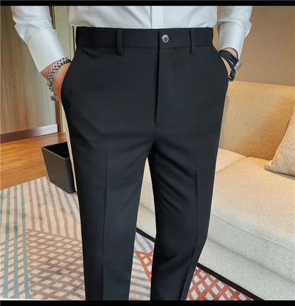 Camisas de vestir de negocios para hombres, pantalones ajustados de traje Social de oficina informal, pantalones de fiesta de boda de alta calidad, ropa de otoño e invierno