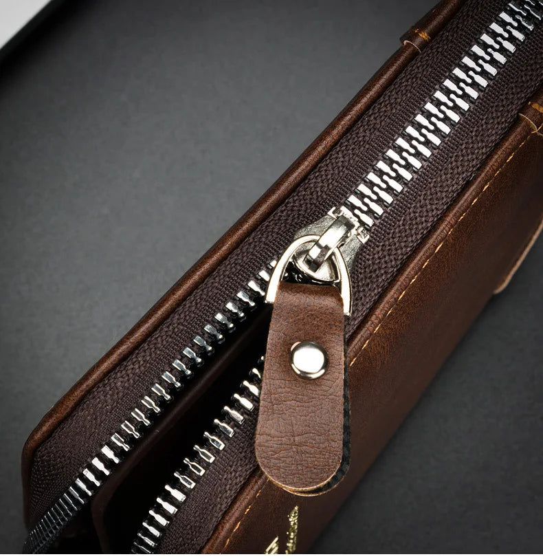Nueva cartera de moda para hombre, monedero de cuero PU con cremallera, billeteras cortas de estilo Retro para hombre, tarjeteros, almacenamiento de monedas, monedero