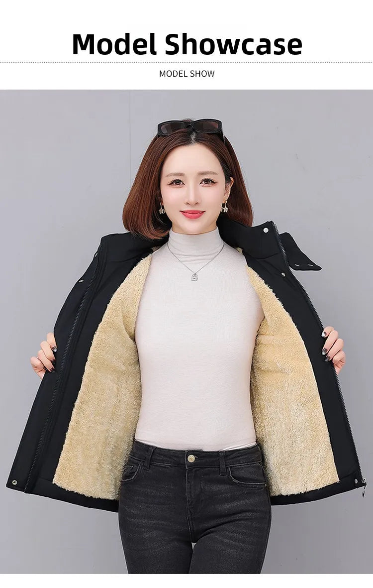 Chaqueta de algodón con forro polar grueso para mujer ENYW, abrigo informal holgado de invierno, ropa cálida para mamá, manga...