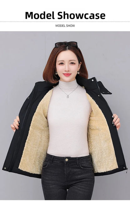 Chaqueta de algodón con forro polar grueso para mujer ENYW, abrigo informal holgado de invierno, ropa cálida para mamá, manga...