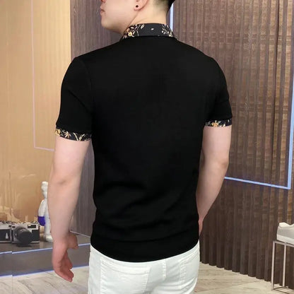 Camiseta con solapa de retales para hombre, Polo informal de manga corta cómodo y transpirable, camisetas POLO sociales de negocios a la moda de verano