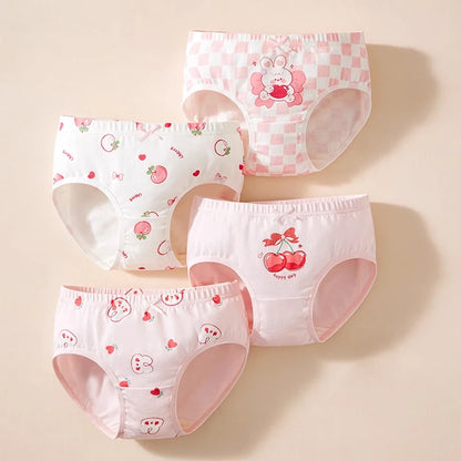 4 unids/lote de ropa interior para niñas, bragas bonitas de dibujos animados para niñas, calzoncillos transpirables de algodón para niños pequeños de 1 a 14 años