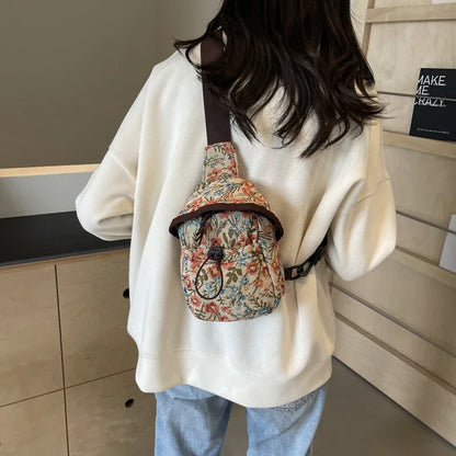 Bolso cruzado de moda para niñas y mujeres, bolso de teléfono de estilo chino, bolsillo en el pecho con estampado étnico, bolso de tela pequeño de un hombro, nuevo