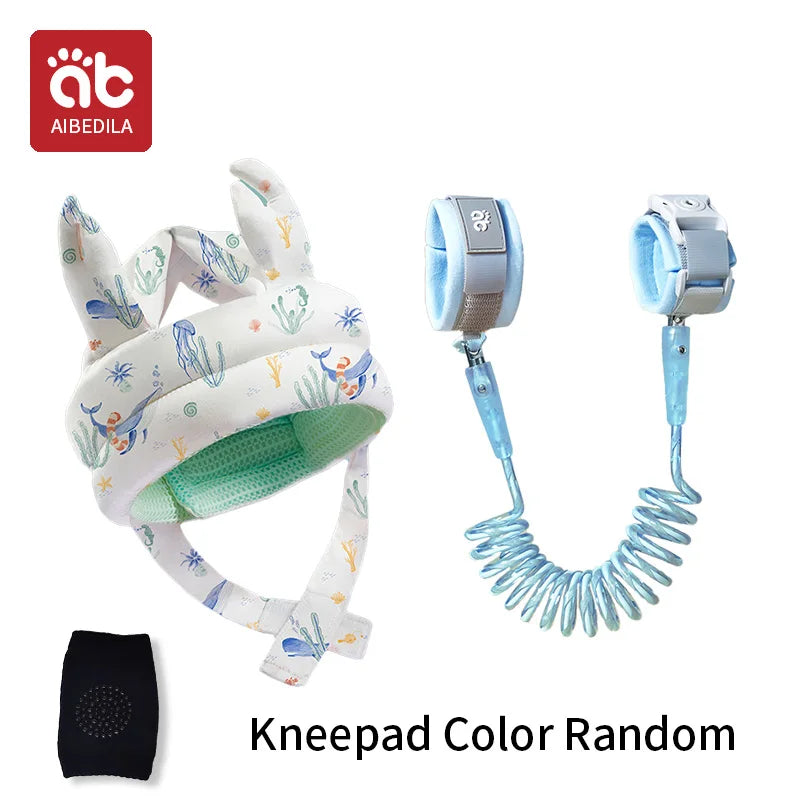 Casco de seguridad para bebés, protección para la cabeza, almohadilla anticaídas ajustable para niños pequeños, gorra anticaídas para aprender a caminar, cadena antipérdida