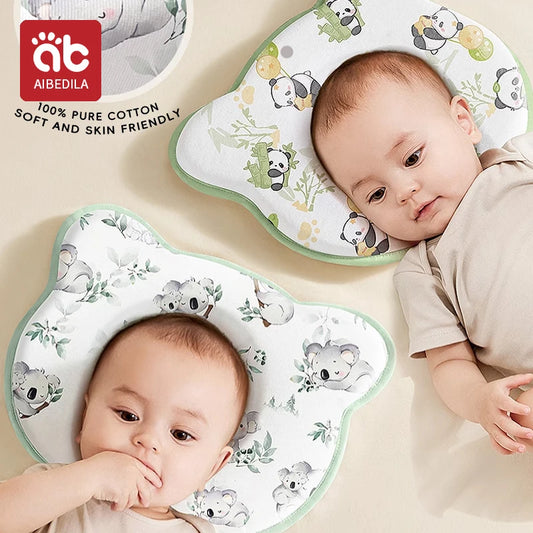 Almohada de Memoria para Bebés Recién Nacidos AIBEDILA, Almohada de Silicona de Memoria para las Cuatro Estaciones, Almohada de Algodón Puro Anti-Migrañas ﻿ 0-2T