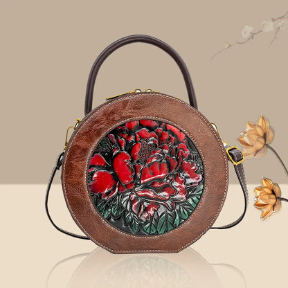 Bolso de diseñador de lujo para mujer, bolso de hombro de estilo chino Retro con relieve 3D de flores, bolso cruzado para gifls, nuevo bolsillo redondo para teléfono