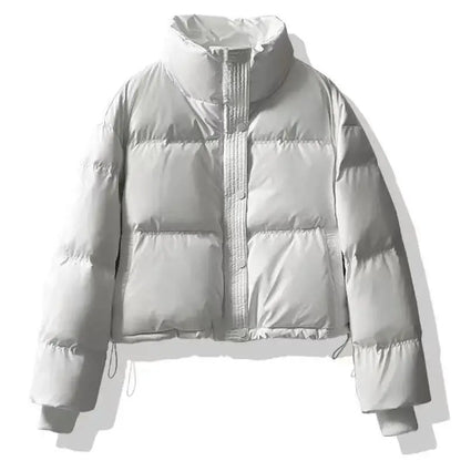 Nueva Chaqueta Corta de Mujer 2024 de Cuero PU Grueso con Relleno de Algodón, Estilo Abrigo Acolchado Cálido de Invierno, Ide...