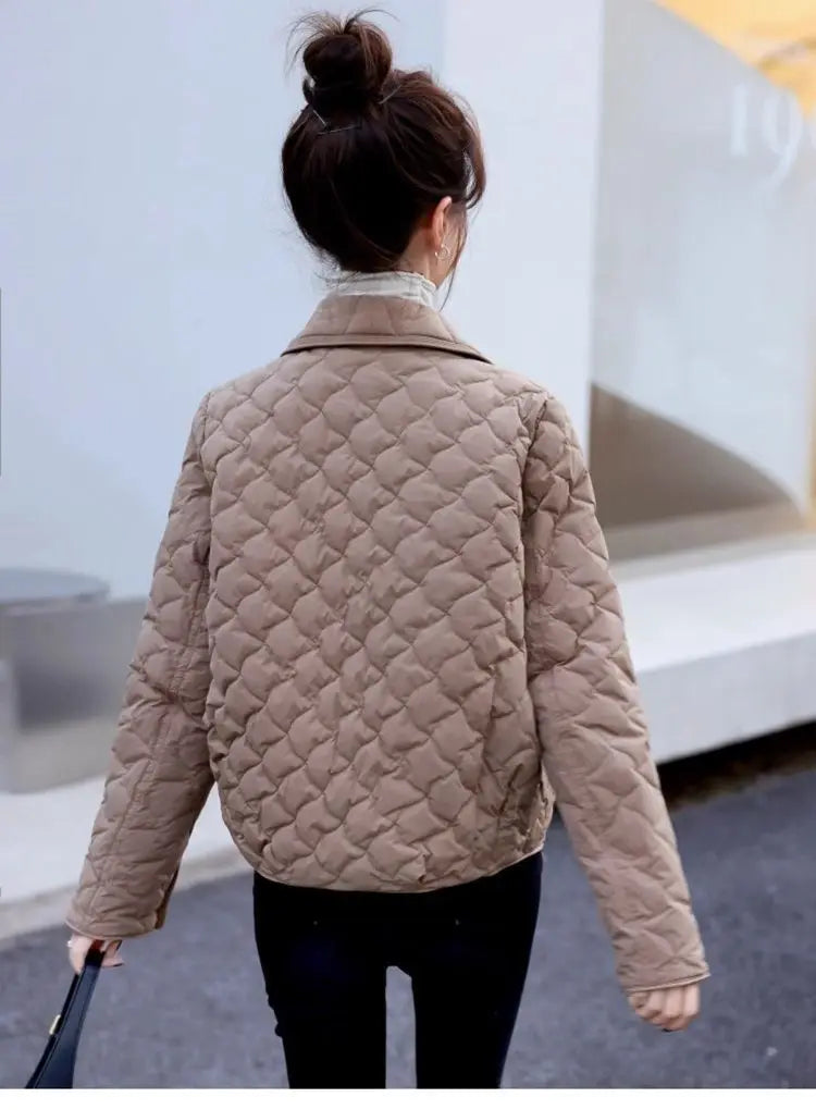 Chaqueta Corta Ligera de Algodón para Mujer, Talla Pequeña, Acolchada, para Invierno, con Cierre de Cremallera, Estilo Moderno