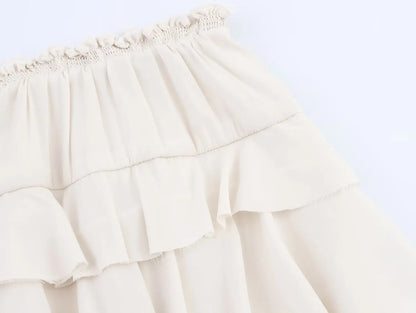 Falda Midi Decorada a Capas de Moda, Novedad de Primavera, Falda Casual de Poliéster de Cintura Alta para Mujer, Corte Holgado