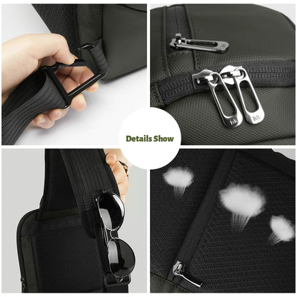 Bolso de hombro multifunción HK para hombre, bolso cruzado impermeable, apto para iPad de 11 pulgadas, bolso bandolera ligero para viajes al aire libre