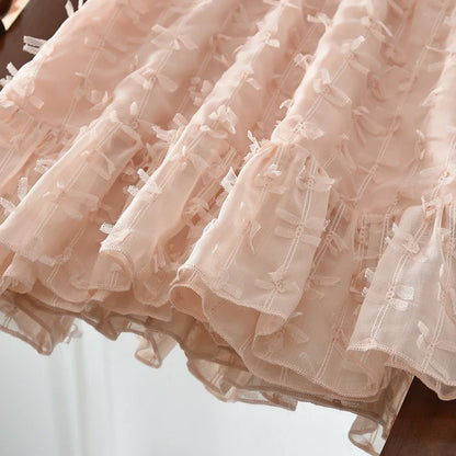 Vestido de Princesa Rosa con Lazo en el Cuello y Flecos, Estilo Coreano, para Fiestas de Cumpleaños de Niñas de 3 a 7 Años, Versión de Verano