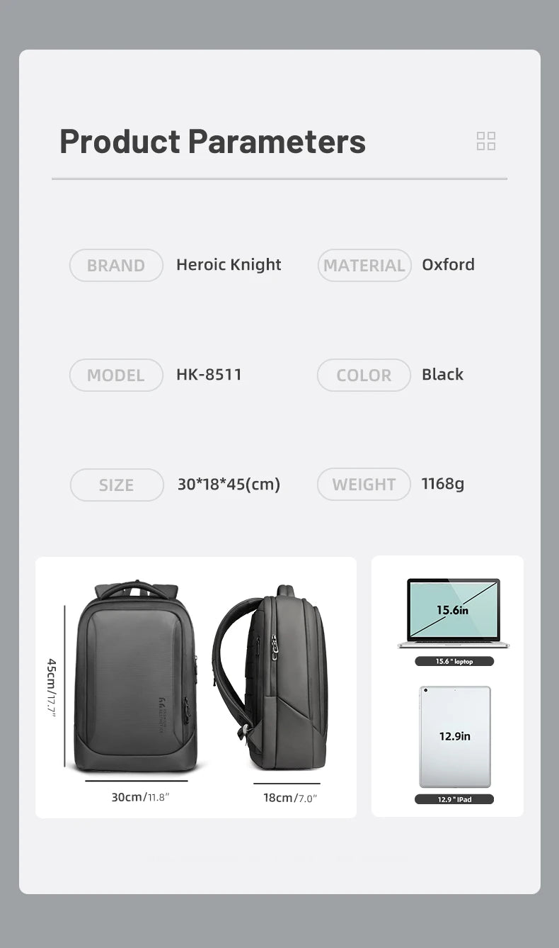 HK-Bolso para ordenador portátil de diseño para hombre, mochilas escolares impermeables para niños universitarios, mochila de viaje deportiva de negocios para hombre con carga USB