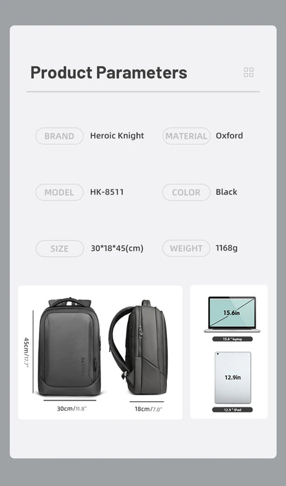 HK-Bolso para ordenador portátil de diseño para hombre, mochilas escolares impermeables para niños universitarios, mochila de viaje deportiva de negocios para hombre con carga USB