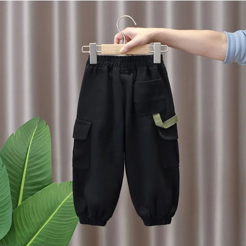 Spring and Autumn Kids Boys Pants 2026 New Style Children's Handsome Cargo Pants Cotton Boys Baby Casual Pants