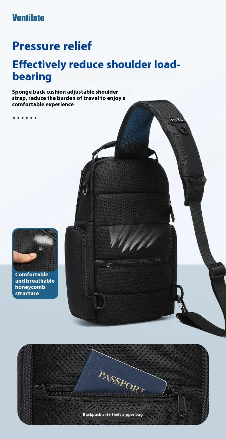 Bolso de pecho OZUKO, elegante bolso cruzado multifuncional, bolso cruzado de viaje ligero e impermeable para hombre