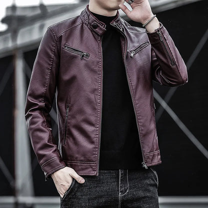 Chaqueta de cuero para hombre 2026, abrigo corto ajustado de moda para hombre, chaqueta de cuero estilo streetwear, blazer informal, ropa exterior masculina