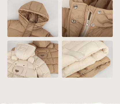 Chaqueta de algodón para bebé, nuevo estilo de invierno 2025 grueso y elegante para niña, bonito abrigo de invierno con dibujos animados para bebé femenino