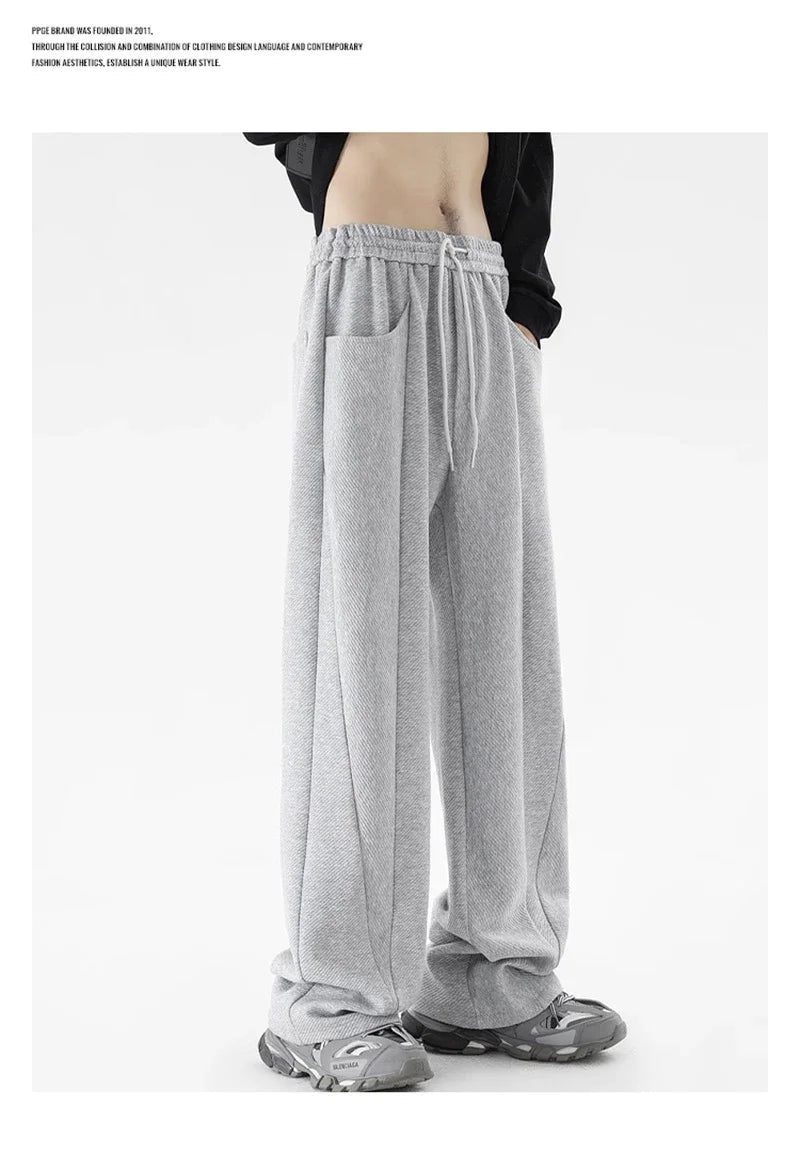 Pantalones Deportivos Grises de Pierna Recta Estilo Hip Hop 2026 para Hombre, Pantalones Holgados de Moda Coreana de Primavera, Estilo Y2K, Casuales