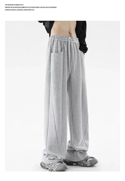 Pantalones Deportivos Grises de Pierna Recta Estilo Hip Hop 2026 para Hombre, Pantalones Holgados de Moda Coreana de Primavera, Estilo Y2K, Casuales