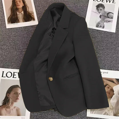 Green Suit Jacket Women's Fashionable Versatile Spring Autumn Polyester Commute Style Regular Thickness Online Exclusive