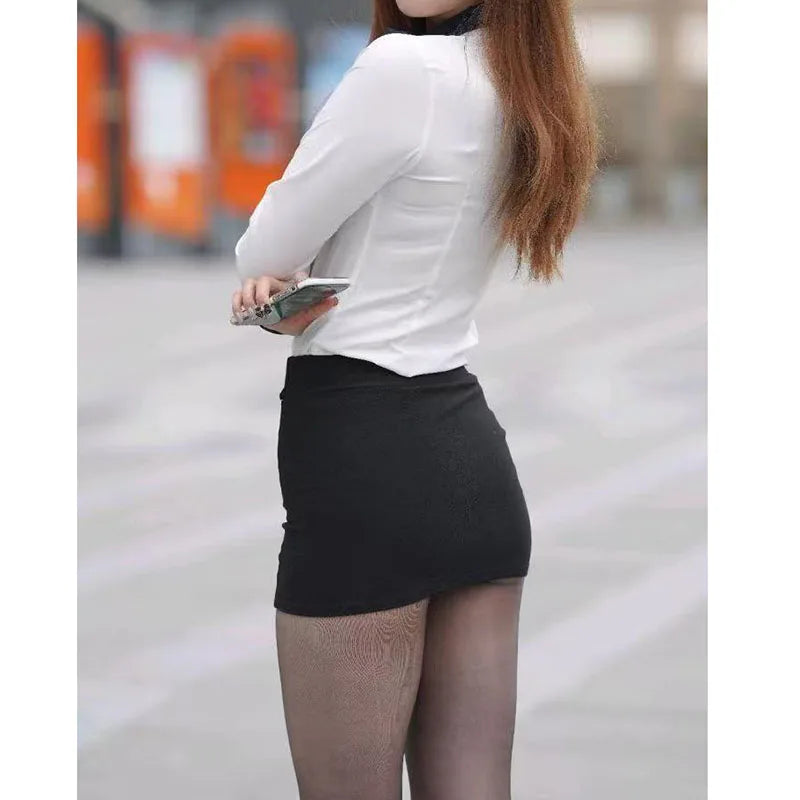 Falda corta de cintura alta estilo coreano para mujer, minifalda elástica adelgazante a la moda que cubre la cadera, adecuada...
