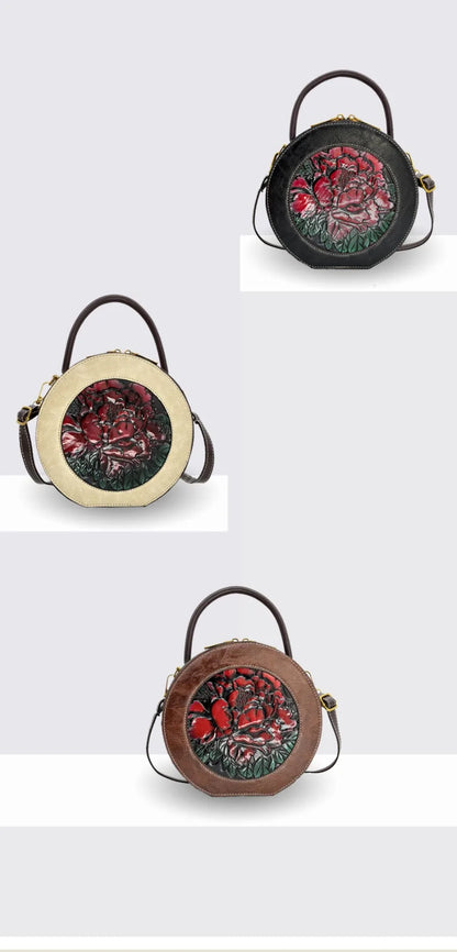 Bolso de diseñador de lujo para mujer, bolso de hombro de estilo chino Retro con relieve 3D de flores, bolso cruzado para gifls, nuevo bolsillo redondo para teléfono