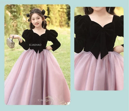 Vestido de fiesta de manga larga para niñas, ropa nueva, vestido hinchado para actuación, desfile, vestidos formales de celebración, disfraz