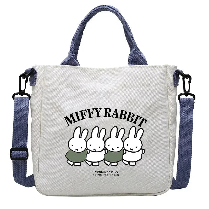 Bolso de Mano con Diseño de Conejo Miffy, Gran Capacidad, Lona, Bandolera, para Estudiantes, Mochila Escolar con Dibujos Animados