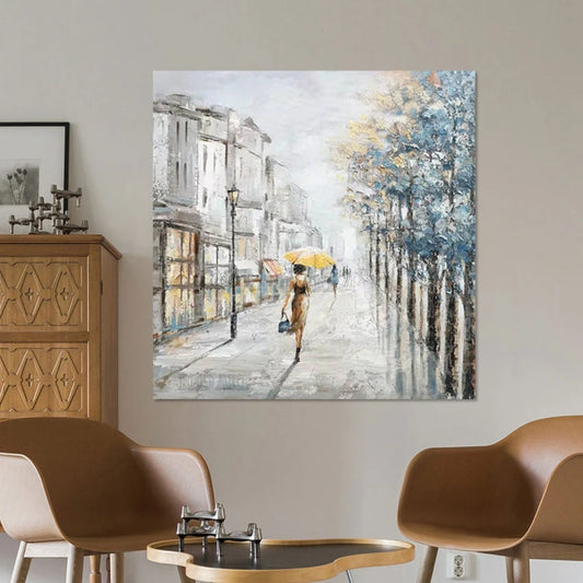 Cuadro de paisaje forestal sobre lienzo, pintura acrílica abstracta grande y sencilla, decoración estética para habitación, arte de pared de lujo