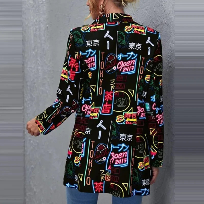 Women's Casual Long Sleeve Turn-down Collar Suit Jacket Elegant Fashionable Chinese Brandless Ladies' Formal Wear