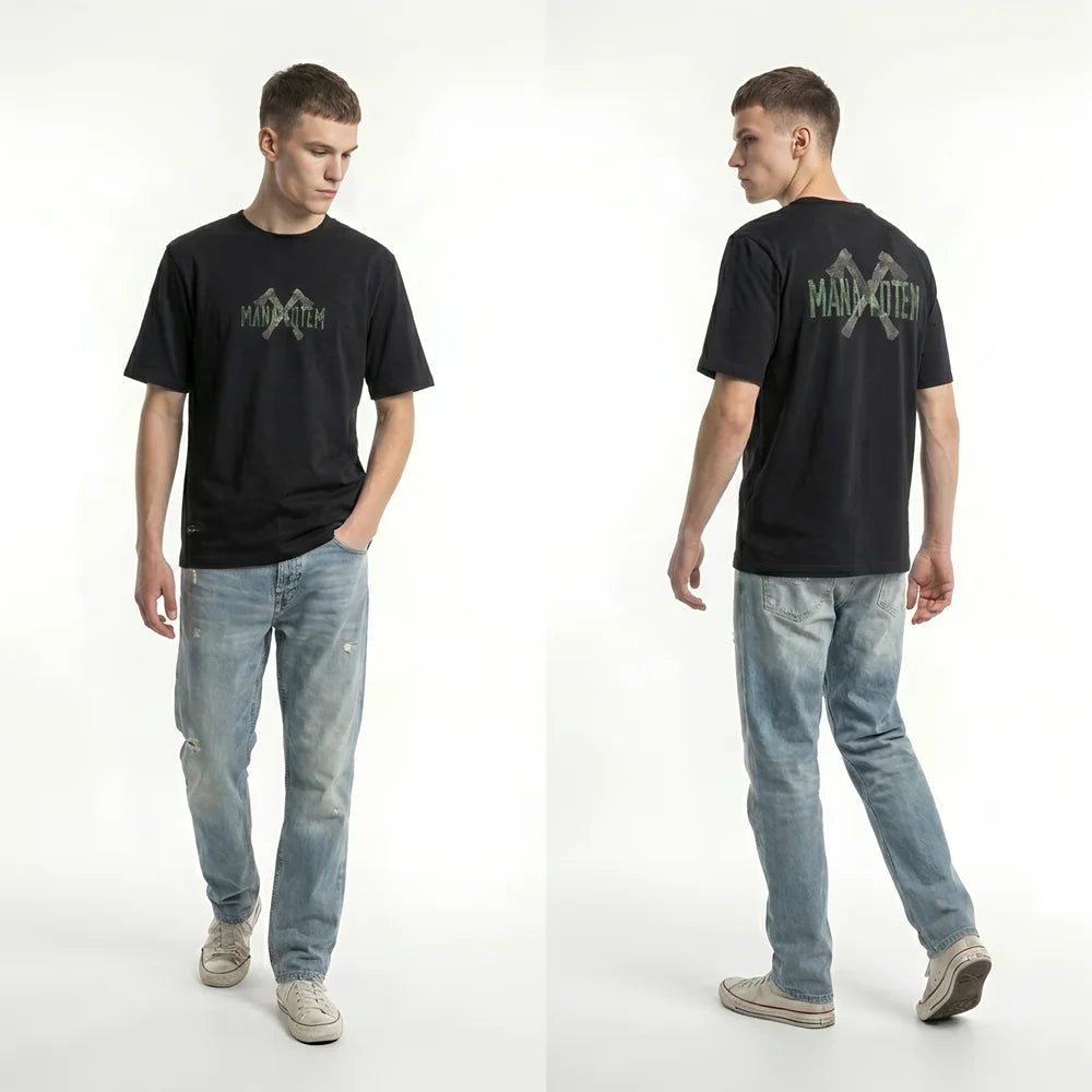Men's T-shirt Print "AX" Face & Back Short Sleeve T Shirt Summer Casual Tops 100% cotton Fashion Slim Basic Tops Fabric Package