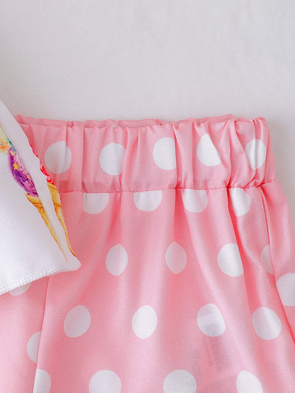 NOVEDAD DE VERANO 2025, Top con tirantes y estampado de helado para niña con pantalones cortos de lunares, conjunto informal de dos piezas para vacaciones