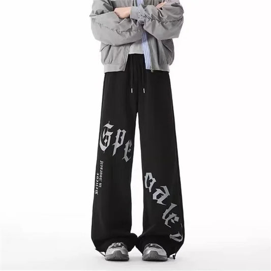 Pantalones de pierna recta holgados con estampado de letras góticas de primavera para Hombre, Pantalones deportivos de algodón a la moda Hip Hop, Pantalones Vintage Y2K para Hombre