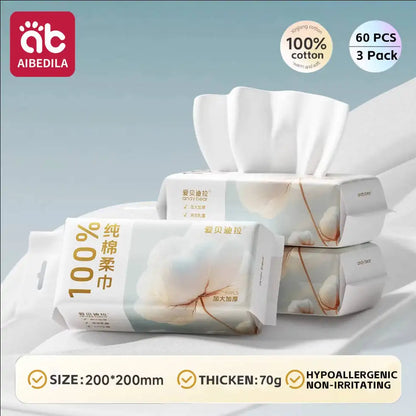 Toallitas secas de algodón para bebé recién nacido, hipoalergénicas sin perfume, cuidado limpio 3 en 1, protege la piel gruesa y sensible, toallas faciales para bebés