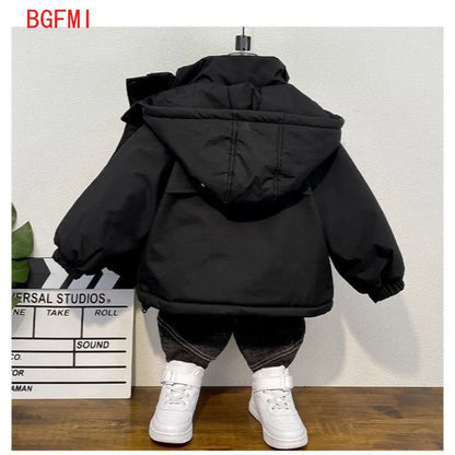 Abrigo de algodón grueso impermeable y cortavientos para niños de 2 a 9 años, nueva chaqueta polar con capucha para niños pequeños, parka cálida y gruesa para invierno 2026