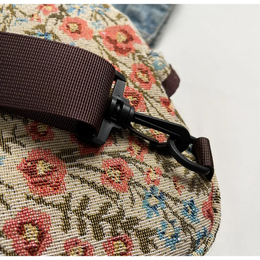 Bolso cruzado de moda para niñas y mujeres, bolso de teléfono de estilo chino, bolsillo en el pecho con estampado étnico, bolso de tela pequeño de un hombro, nuevo