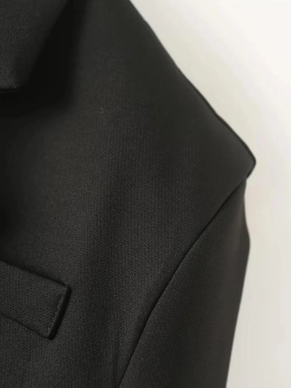 Early Autumn Women's Cross-Belted Slim Fit Short Suit Jacket Fashionable Business Casual Style Long Sleeve Commute Friendly