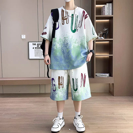 Conjuntos de gran tamaño para hombre, chándales deportivos juveniles, camiseta fresca de calle, pantalones cortos, conjunto de 2 piezas, ropa de diseñador superior a la moda, M-6XL