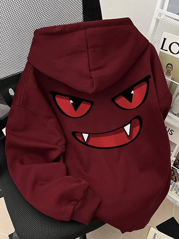 Sudaderas con capucha con estampado de Anime divertido para hombre, sudaderas con capucha de moda Retro americana de Hip Hop, ropa de calle Y2K, Sudadera con capucha de lana estampada